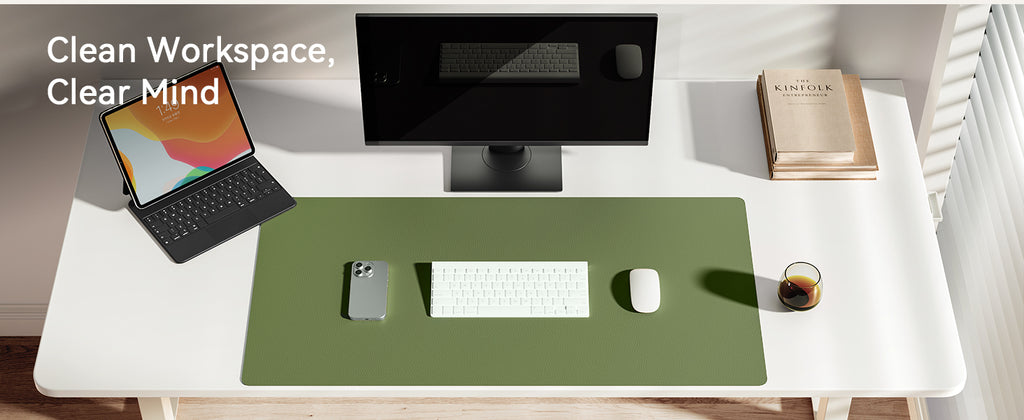 Large Mouse Pad,Office Desk Mat, Leather Desk Pad Protector, Non-Slip