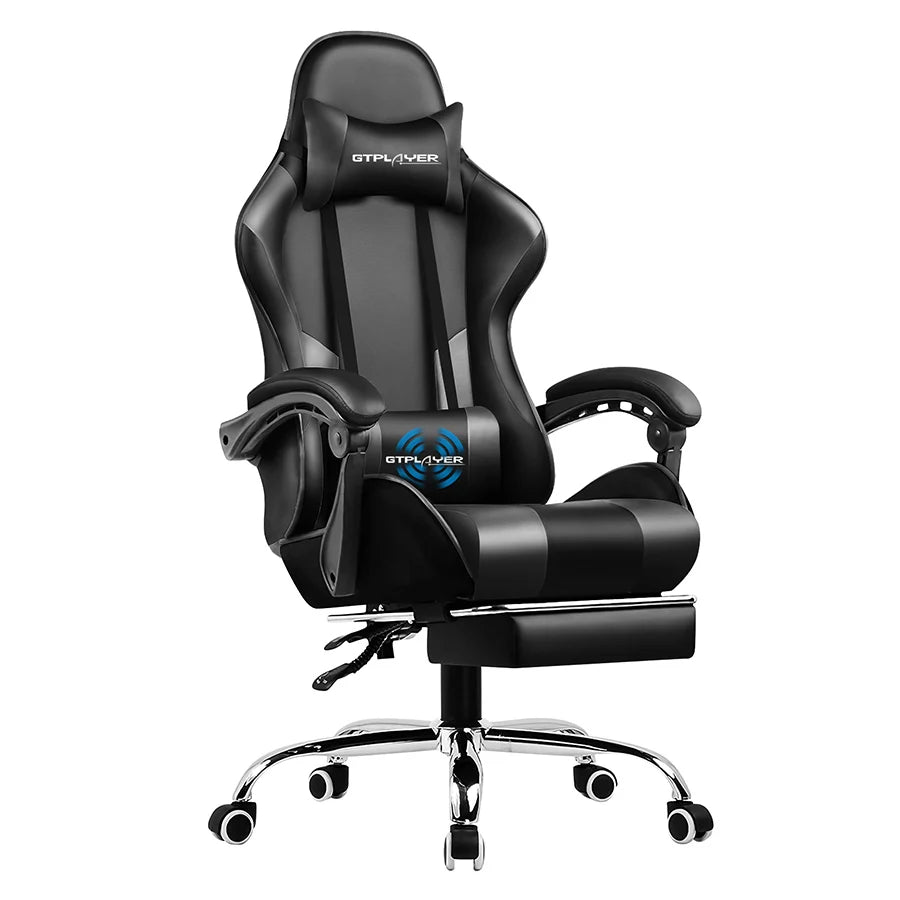 GTPLAYER Gaming Chair with Footrest, Lumbar Support, Adjustable Height, Swivel Seat, Headrest for Office