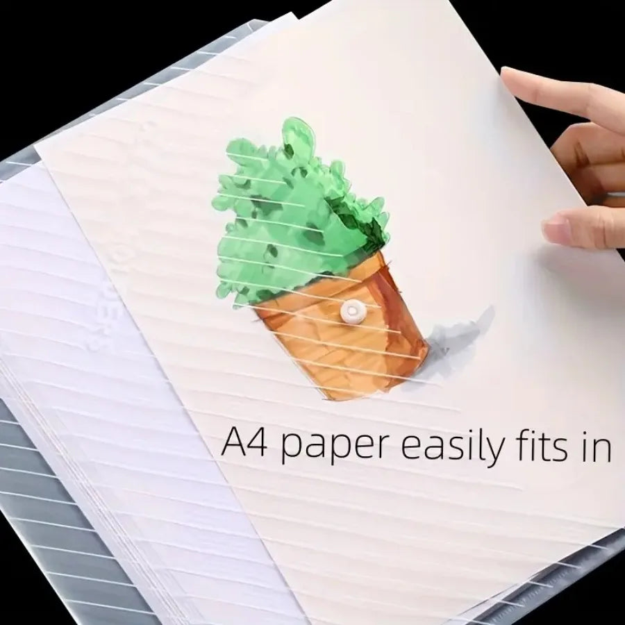 5 Piece Mixed Color Folding File Bag with Button Closure Design