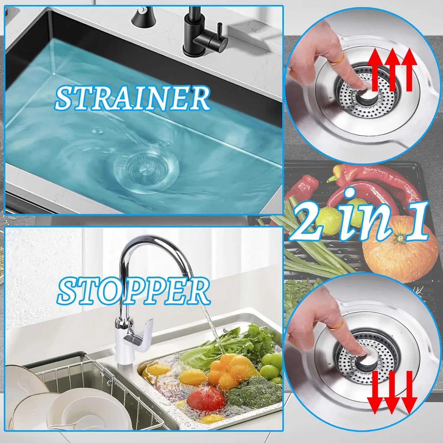 3 in 1 Kitchen Sink Drain Strainer