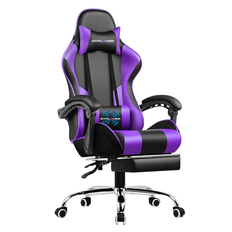 GTPLAYER Gaming Chair with Footrest, Lumbar Support, Adjustable Height, Swivel Seat, Headrest for Office