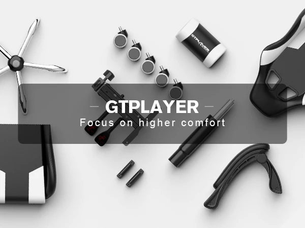 GTPLAYER Gaming Chair with Footrest, Lumbar Support, Adjustable Height, Swivel Seat, Headrest for Office