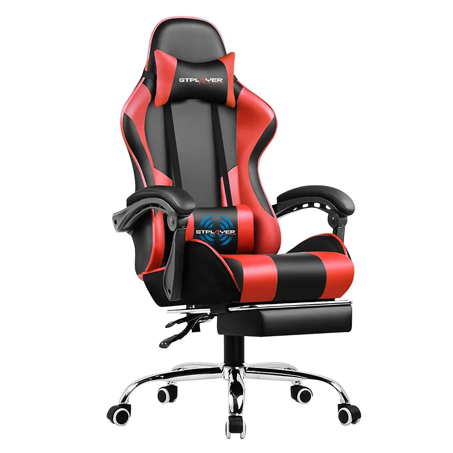 GTPLAYER Gaming Chair with Footrest, Lumbar Support, Adjustable Height, Swivel Seat, Headrest for Office