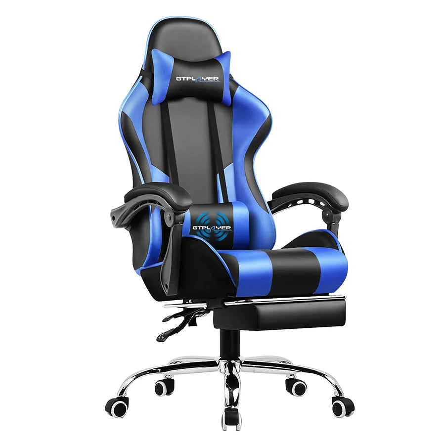 GTPLAYER Gaming Chair with Footrest, Lumbar Support, Adjustable Height, Swivel Seat, Headrest for Office