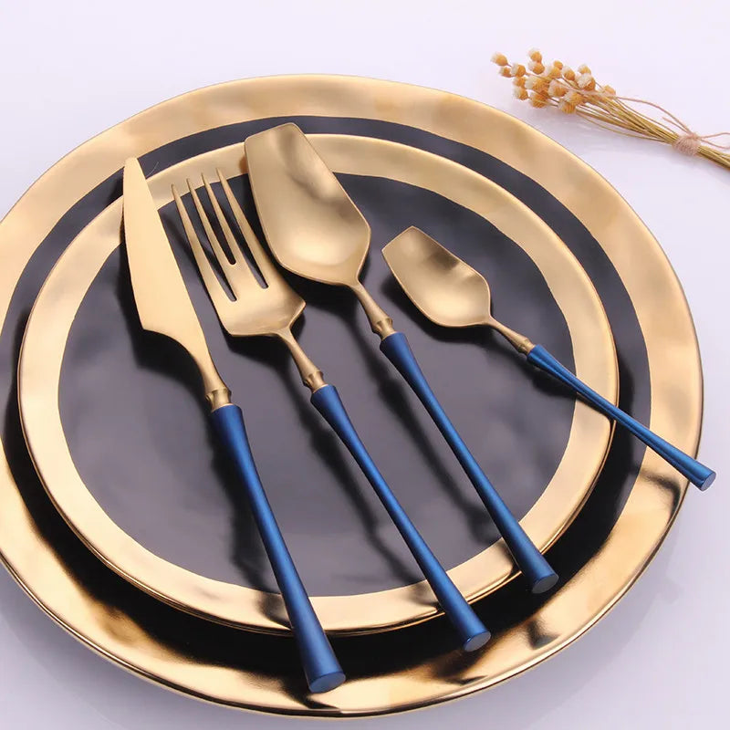 Cutlery Set Matte Gold Cutlery Set Stainless Steel Dinnerwar Steel Gold Forks Spoons Knives Steel Cutlery Set Silverware Set