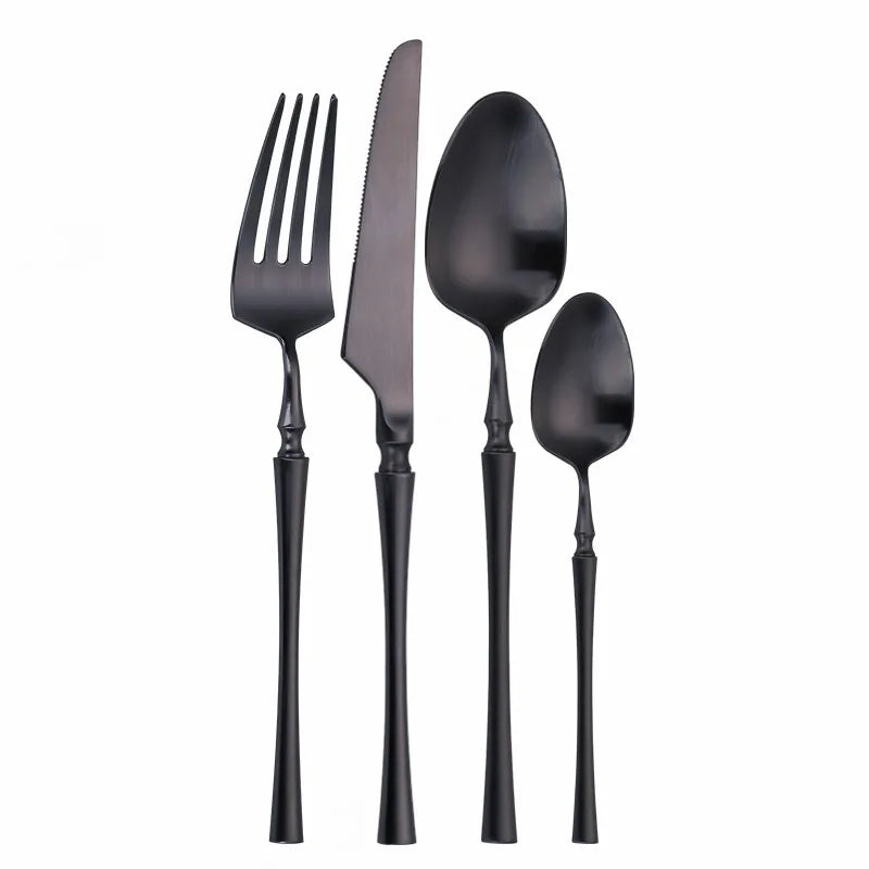 Cutlery Set Matte Gold Cutlery Set Stainless Steel Dinnerwar Steel Gold Forks Spoons Knives Steel Cutlery Set Silverware Set