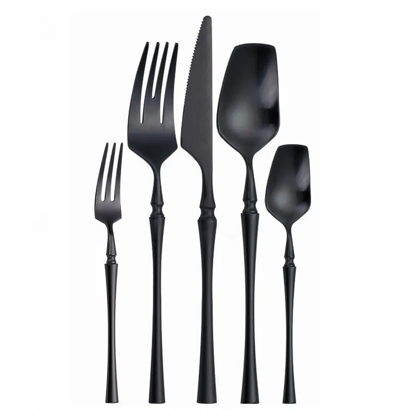 Cutlery Set Matte Gold Cutlery Set Stainless Steel Dinnerwar Steel Gold Forks Spoons Knives Steel Cutlery Set Silverware Set