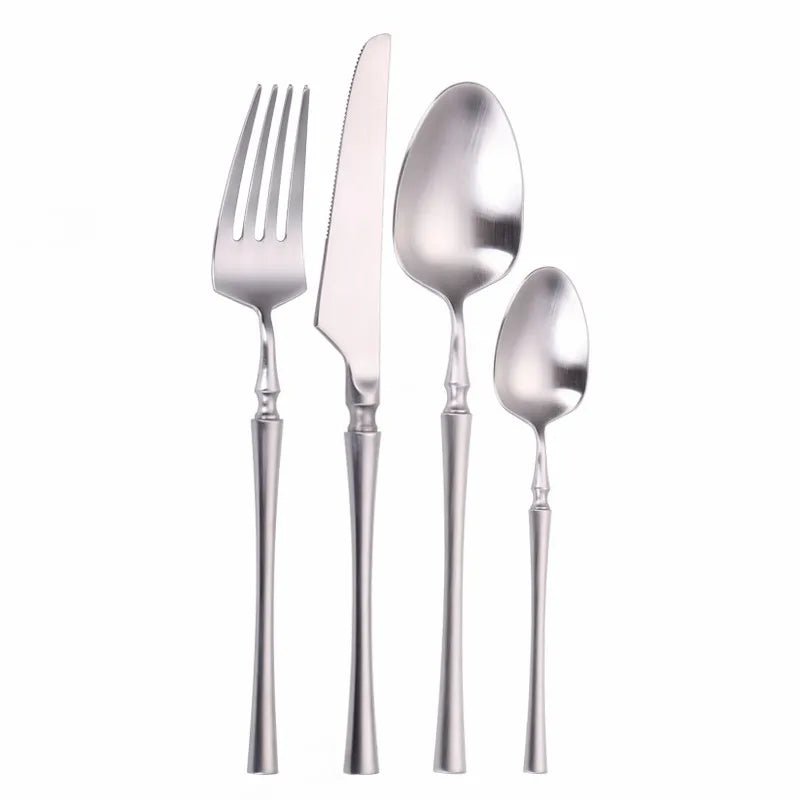 Cutlery Set Matte Gold Cutlery Set Stainless Steel Dinnerwar Steel Gold Forks Spoons Knives Steel Cutlery Set Silverware Set