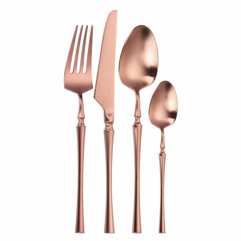 Cutlery Set Matte Gold Cutlery Set Stainless Steel Dinnerwar Steel Gold Forks Spoons Knives Steel Cutlery Set Silverware Set