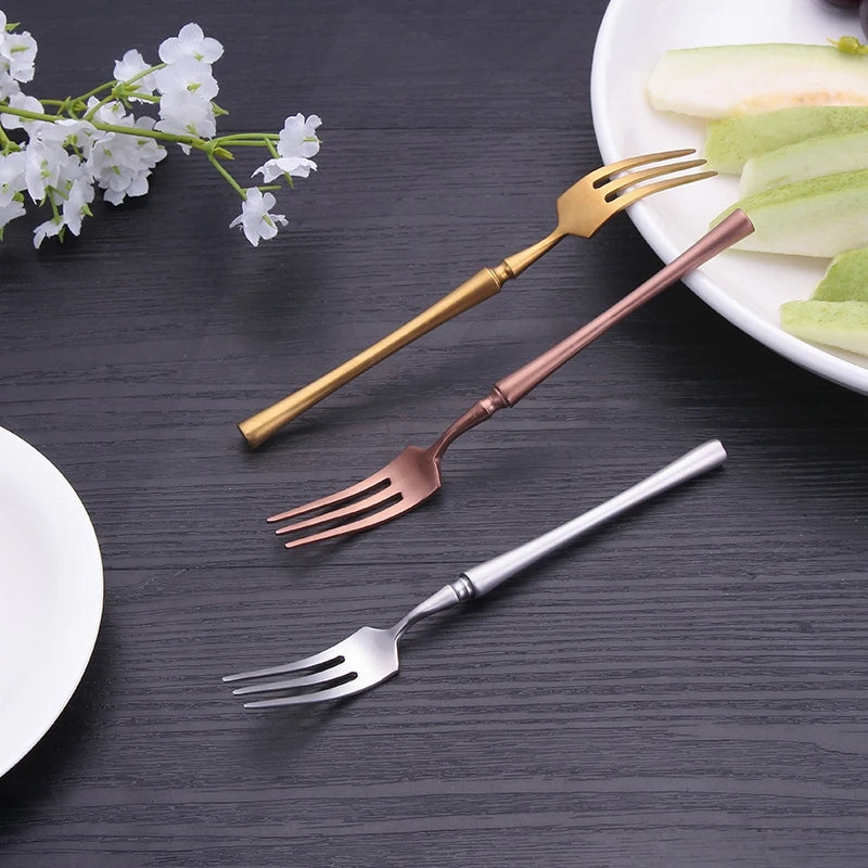 Cutlery Set Matte Gold Cutlery Set Stainless Steel Dinnerwar Steel Gold Forks Spoons Knives Steel Cutlery Set Silverware Set