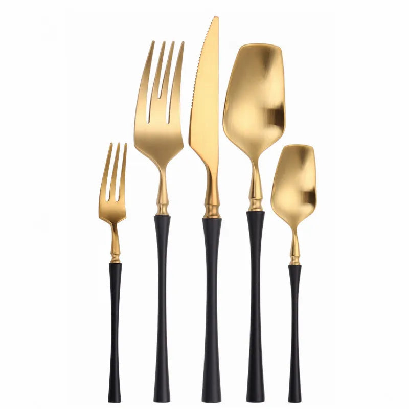 Cutlery Set Matte Gold Cutlery Set Stainless Steel Dinnerwar Steel Gold Forks Spoons Knives Steel Cutlery Set Silverware Set
