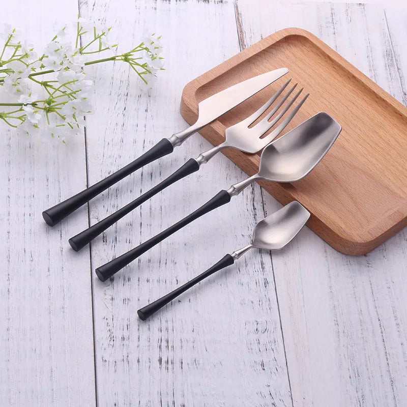 Cutlery Set Matte Gold Cutlery Set Stainless Steel Dinnerwar Steel Gold Forks Spoons Knives Steel Cutlery Set Silverware Set