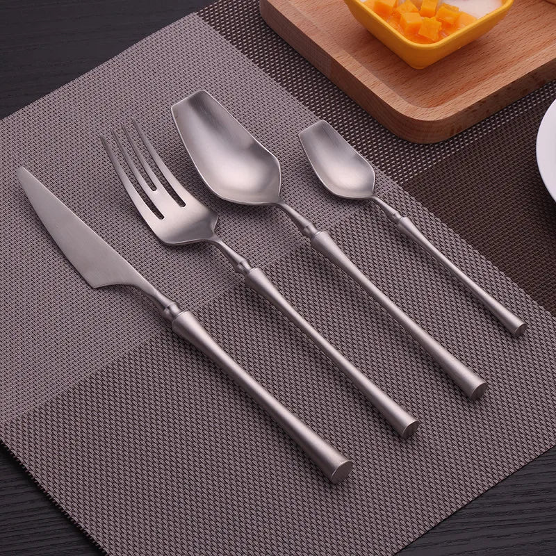 Cutlery Set Matte Gold Cutlery Set Stainless Steel Dinnerwar Steel Gold Forks Spoons Knives Steel Cutlery Set Silverware Set