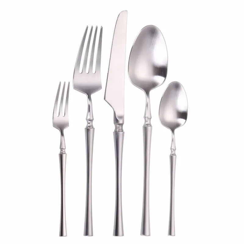 Cutlery Set Matte Gold Cutlery Set Stainless Steel Dinnerwar Steel Gold Forks Spoons Knives Steel Cutlery Set Silverware Set