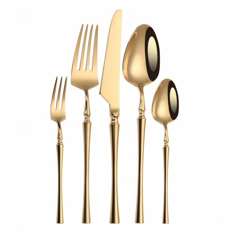 Cutlery Set Matte Gold Cutlery Set Stainless Steel Dinnerwar Steel Gold Forks Spoons Knives Steel Cutlery Set Silverware Set