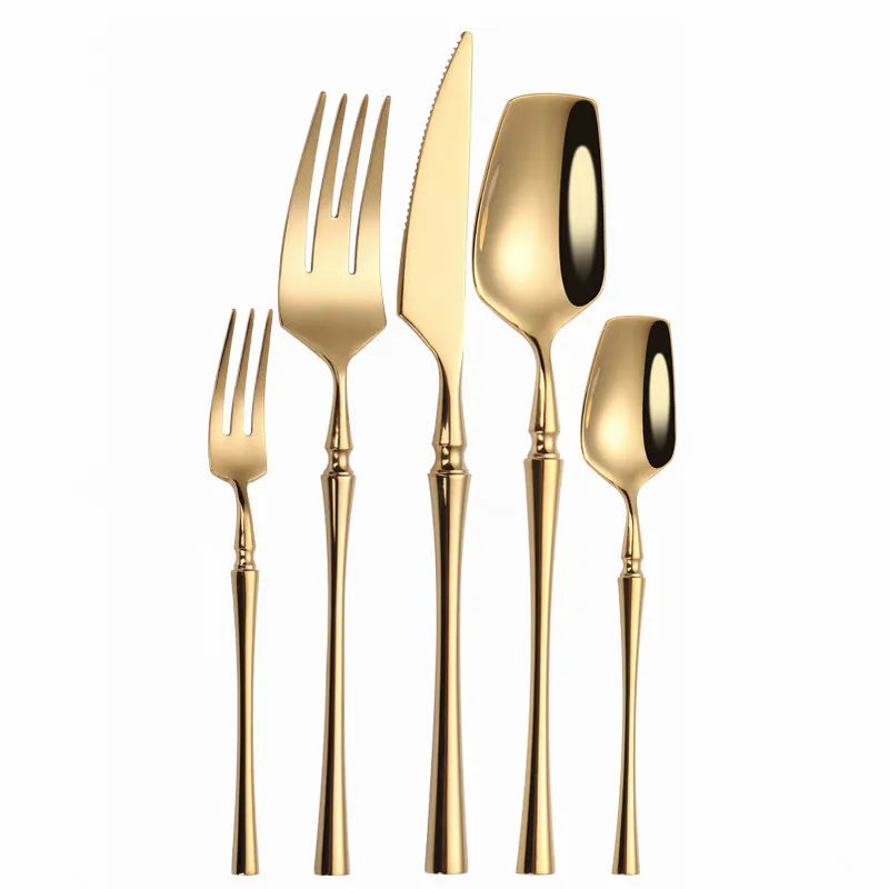 Cutlery Set Matte Gold Cutlery Set Stainless Steel Dinnerwar Steel Gold Forks Spoons Knives Steel Cutlery Set Silverware Set