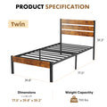 Queen Size Metal Platform Bed Frame with Headboard and Footboard