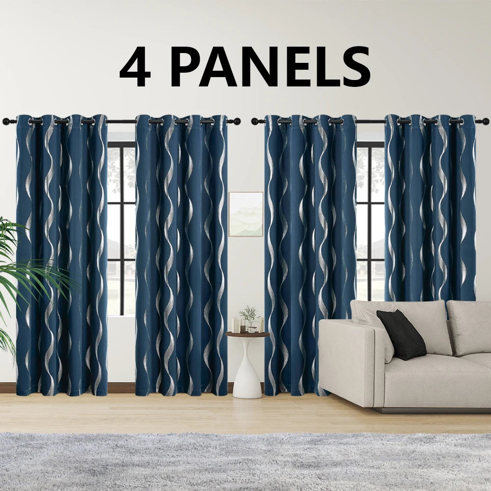 4PCS Blackout Curtains Grommet Thermal Insulated