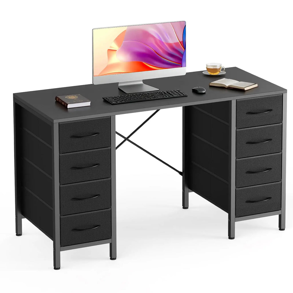 47 Inch Computer Desk with 8 Fabric Drawers
