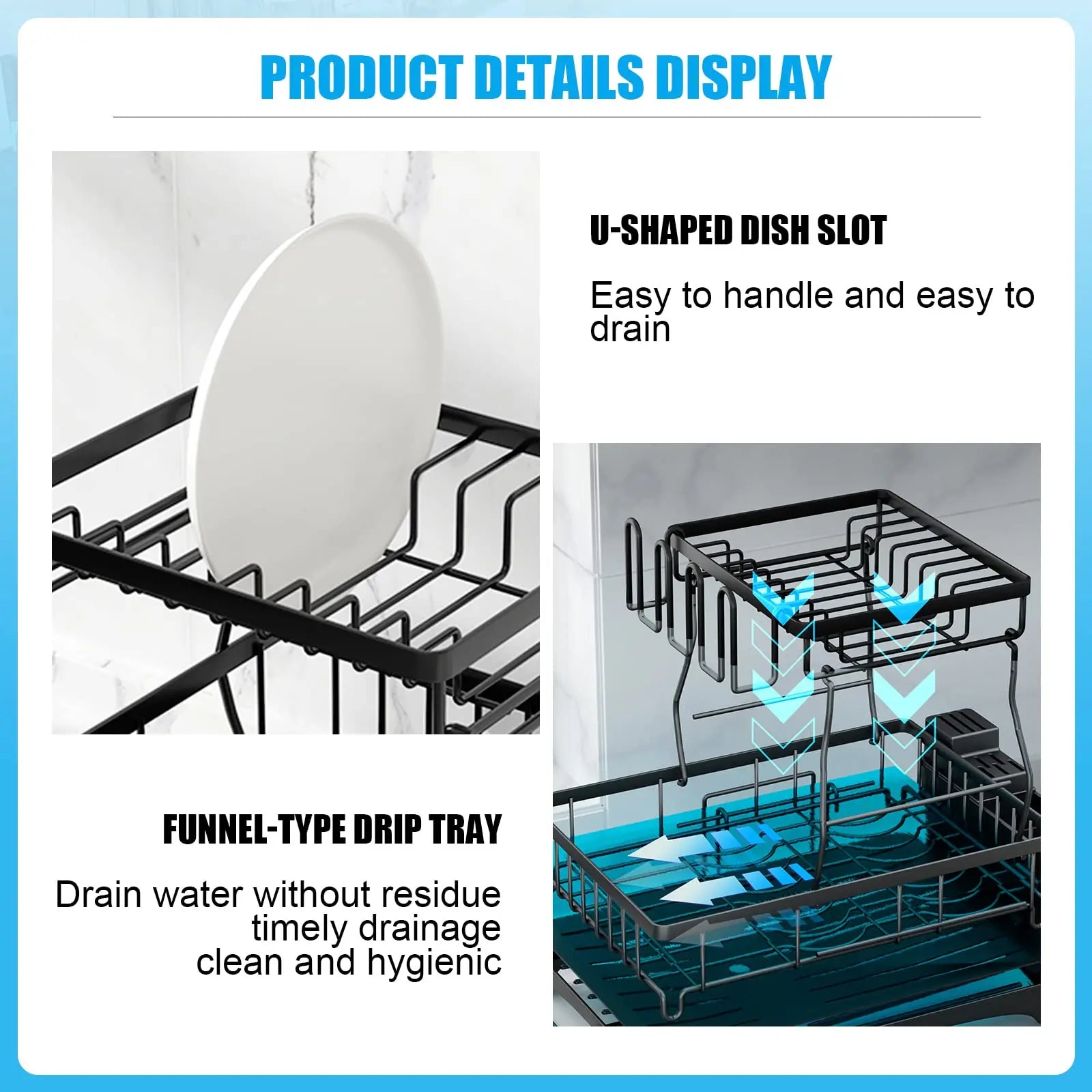 Large 2-tier dish drying rack for kitchen countertops,