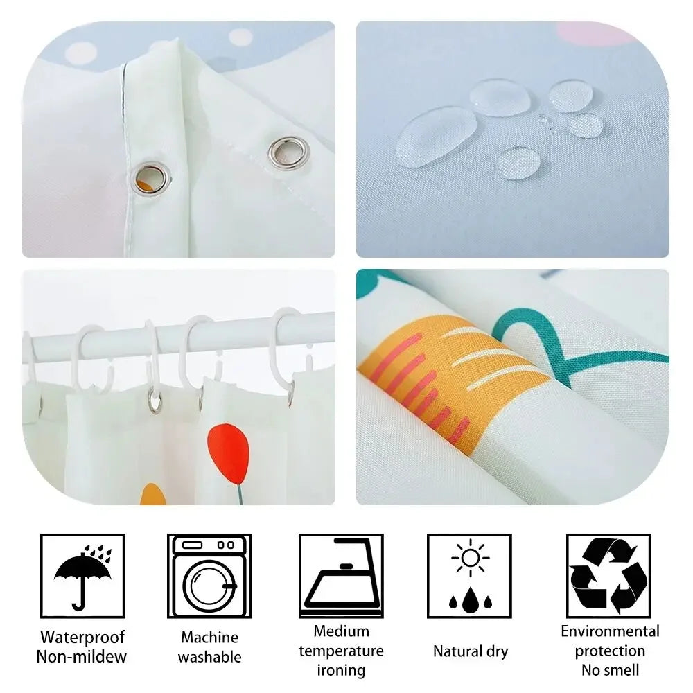 Marine Life Nature Bathroom Decor Sea Poltester Bath Curtain with Hook