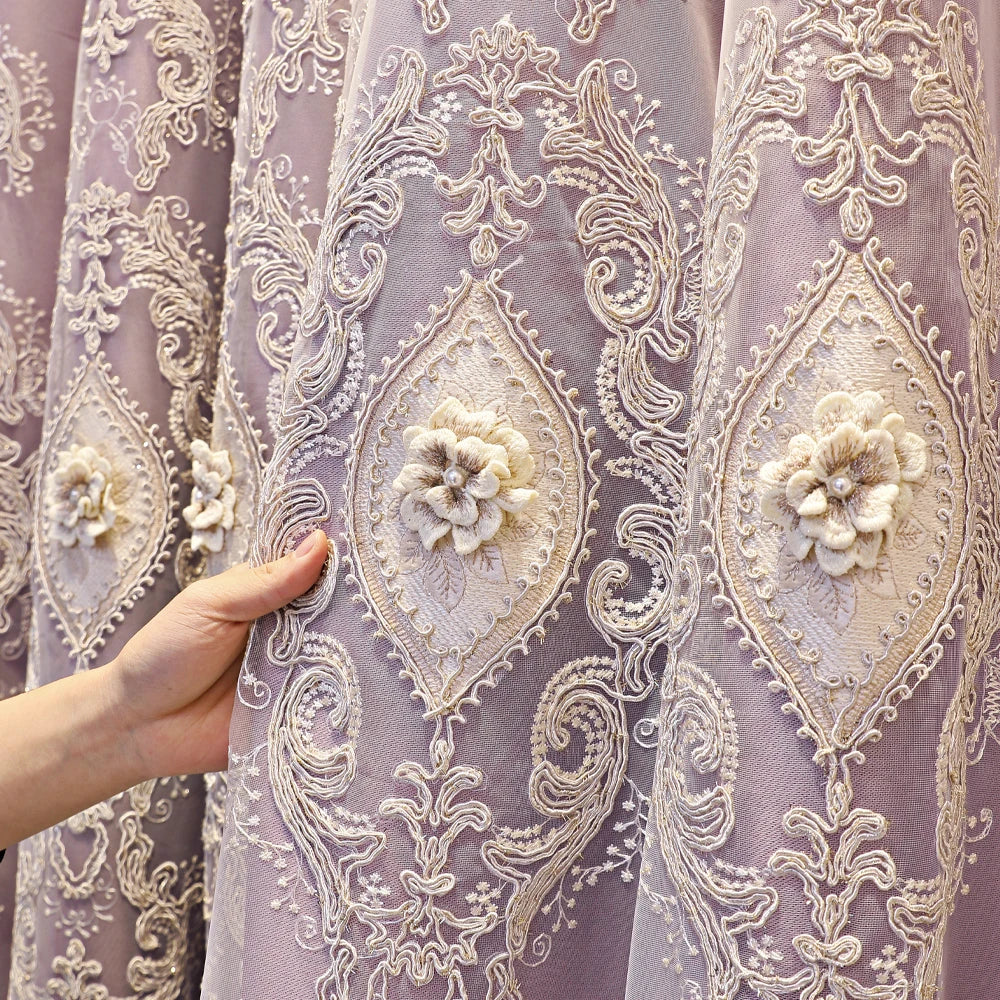 1PC Curtains,Luxury vintage-style embroidered curtains