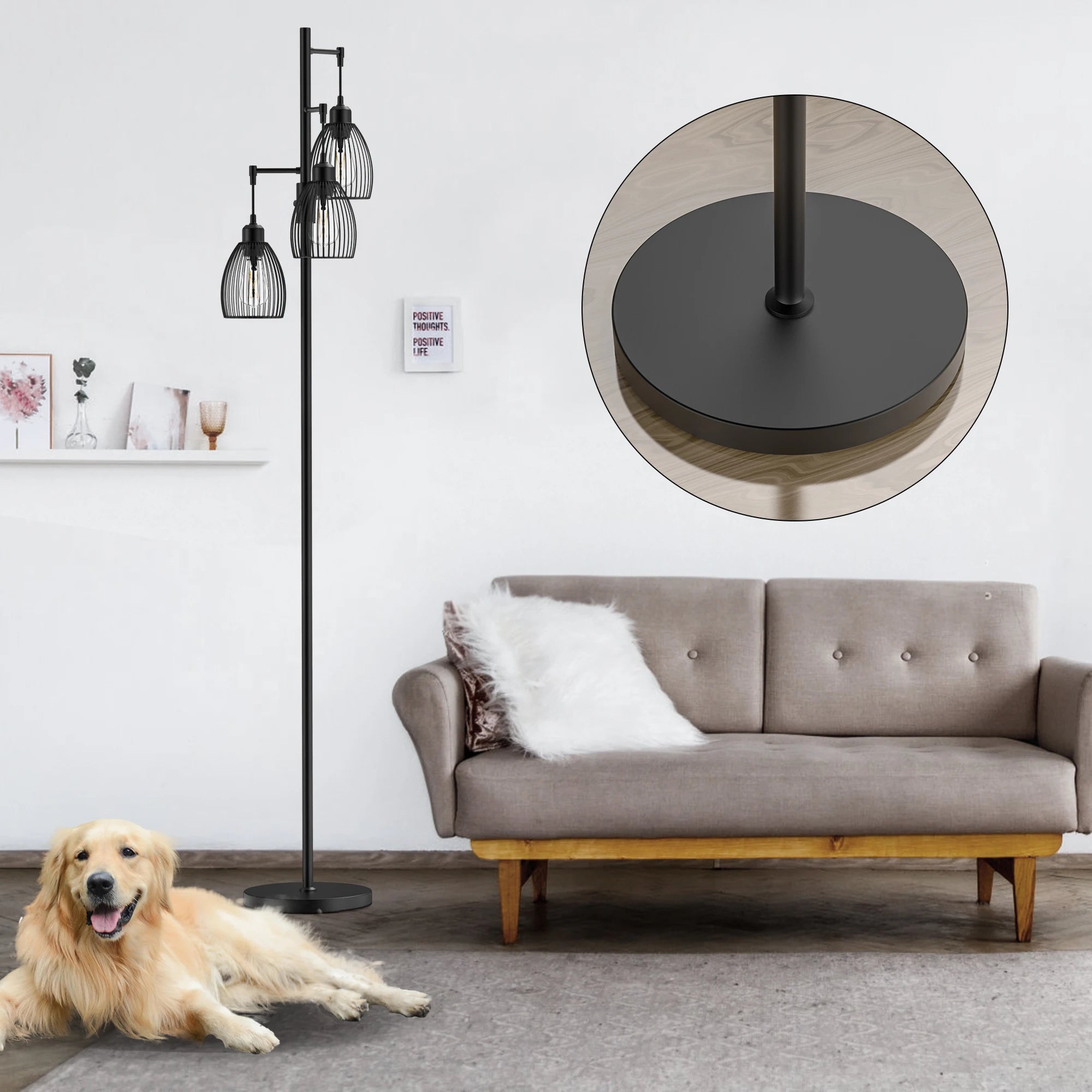 70" Tree Floor Lamp with 3 Bulbs Included