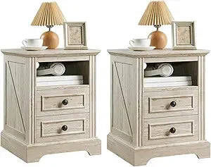 Nightstand Set of 2 with Charging Station