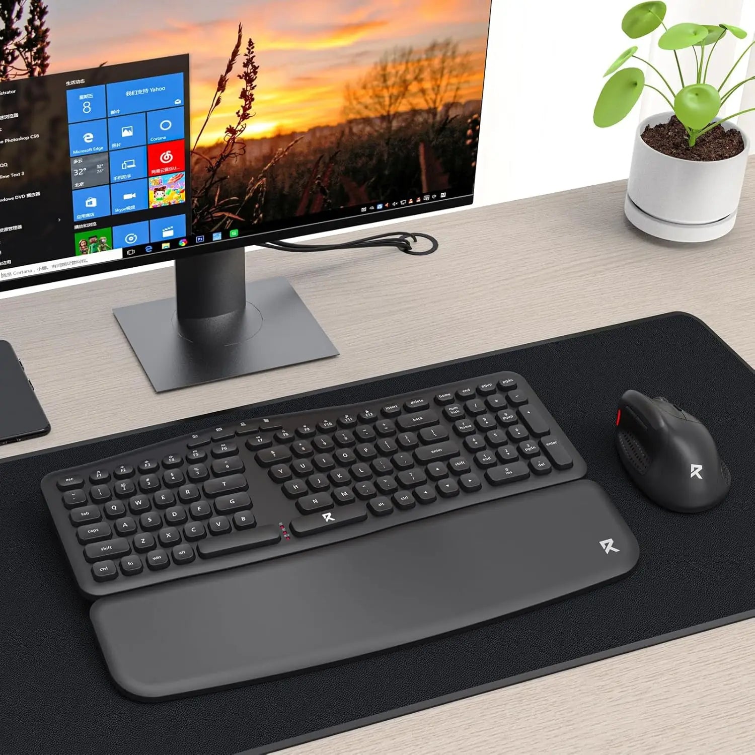 Wireless Keyboard and Mouse Combo, 108 Keys 2.4Ghz Wireless Low-Profile Membrane Keyboard