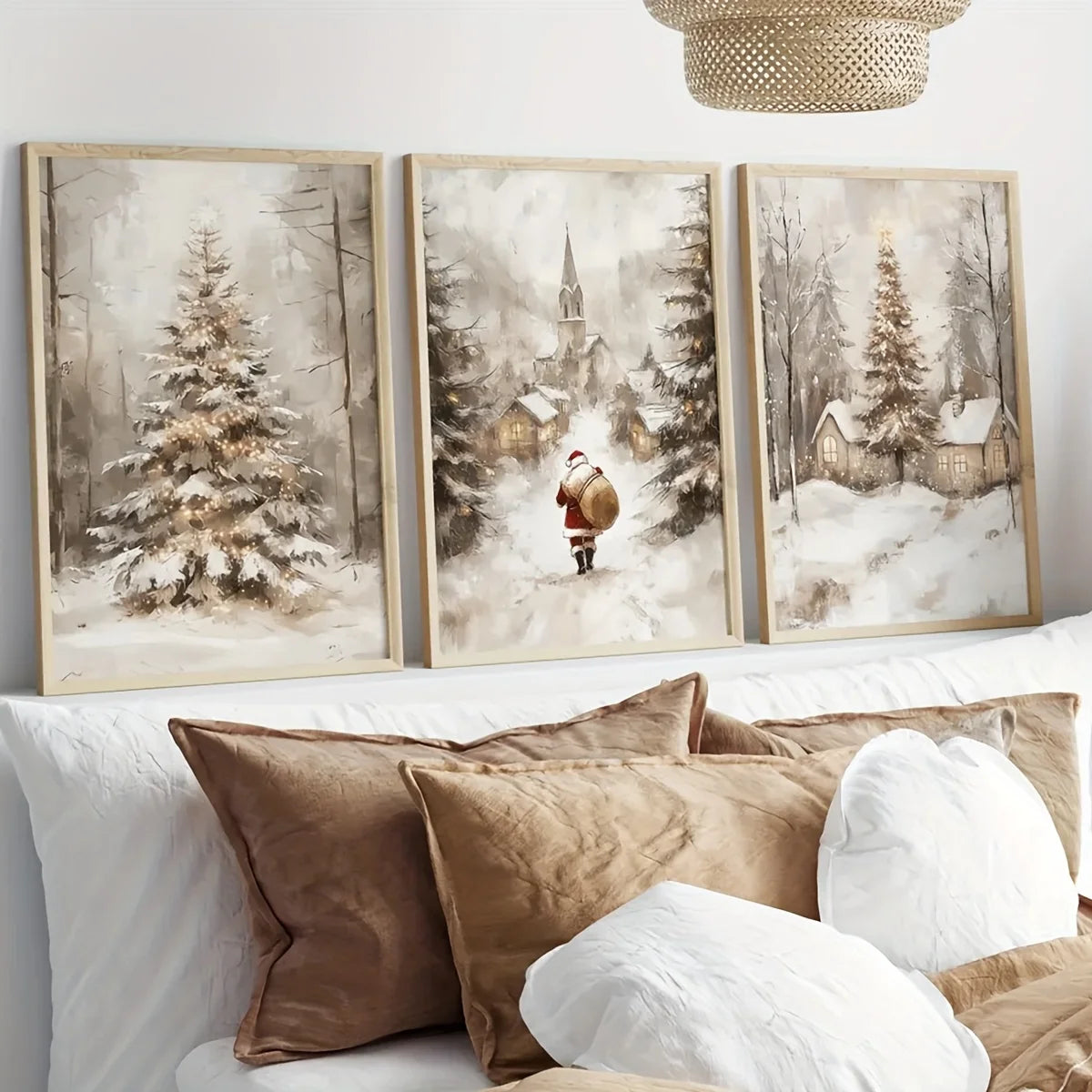 3pcs Vintage Christmas Print Posters,