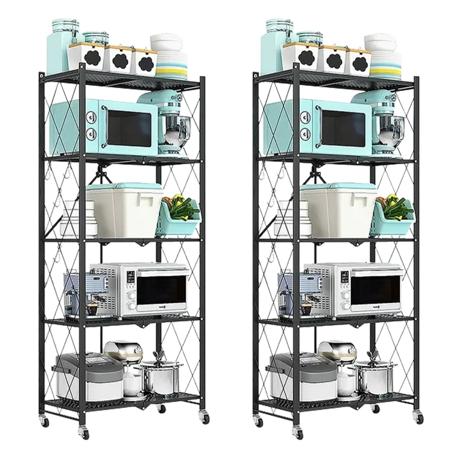 Storage Shelving 5-Tier With Wheel Unit Metal Shelf