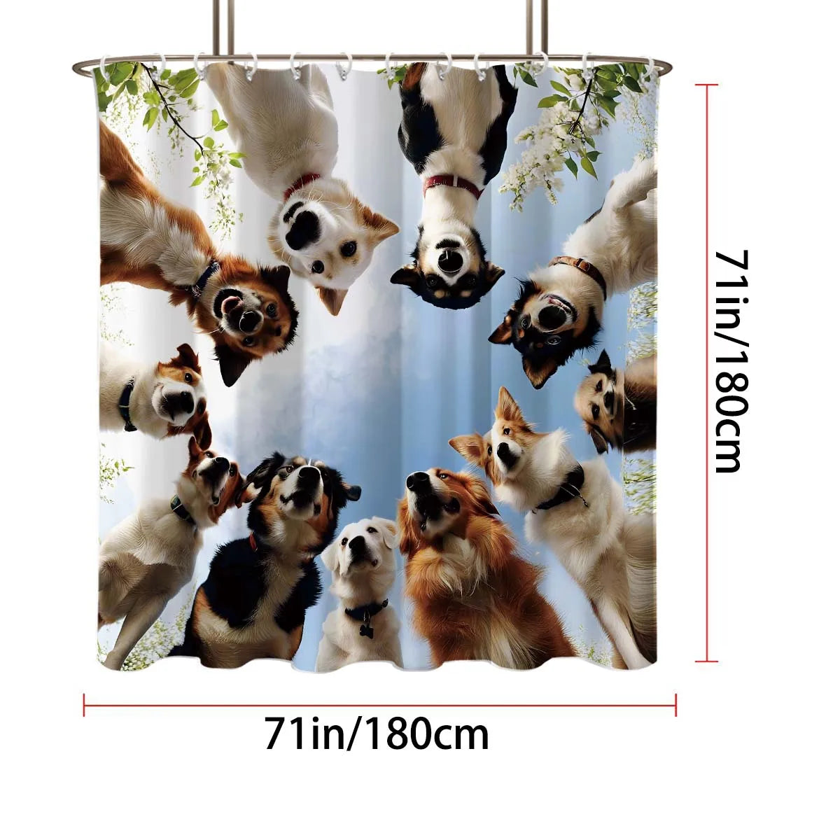 1pc Cute Dog Printed Waterproof Shower Curtain