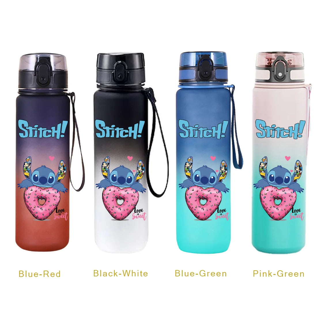 650ML Stitch Sports Flip Cover Water Bottle Leak Proof Colorful Plastic Cup