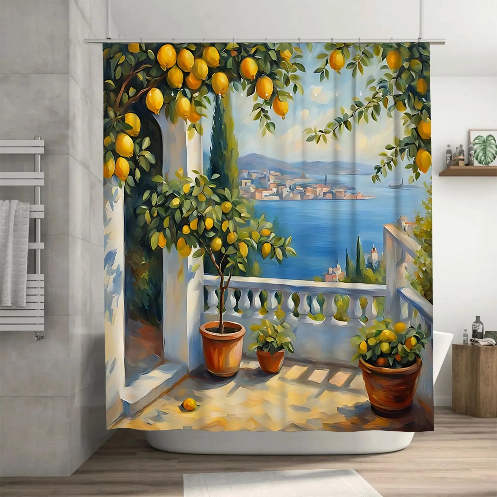 Elegant Lemon Tree Shower Curtain for Bathroom