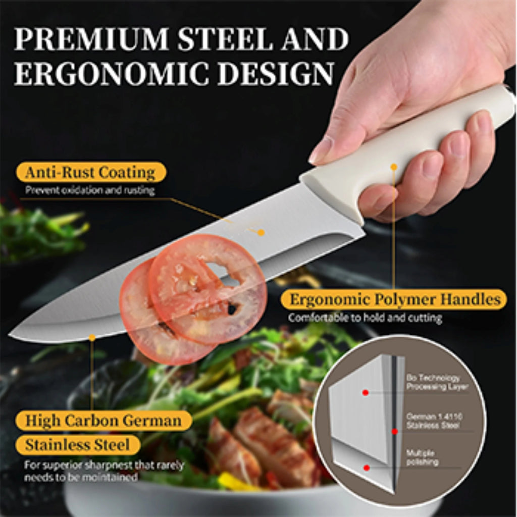 15 pieces kitchen stainless steel knife set,