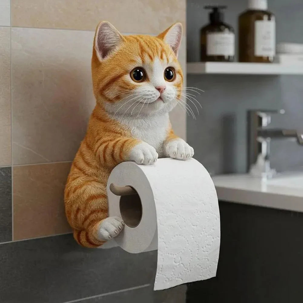 Cat Toilet Paper Holder Wall Mounted