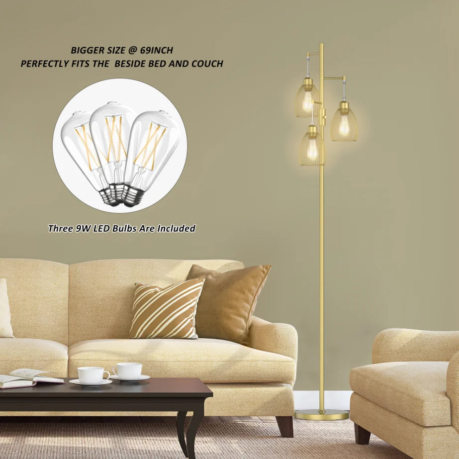 70" Tree Floor Lamp with 3 Bulbs Included