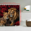 Valentine's Day Flower Animal Lion Rose Bathing Curtain