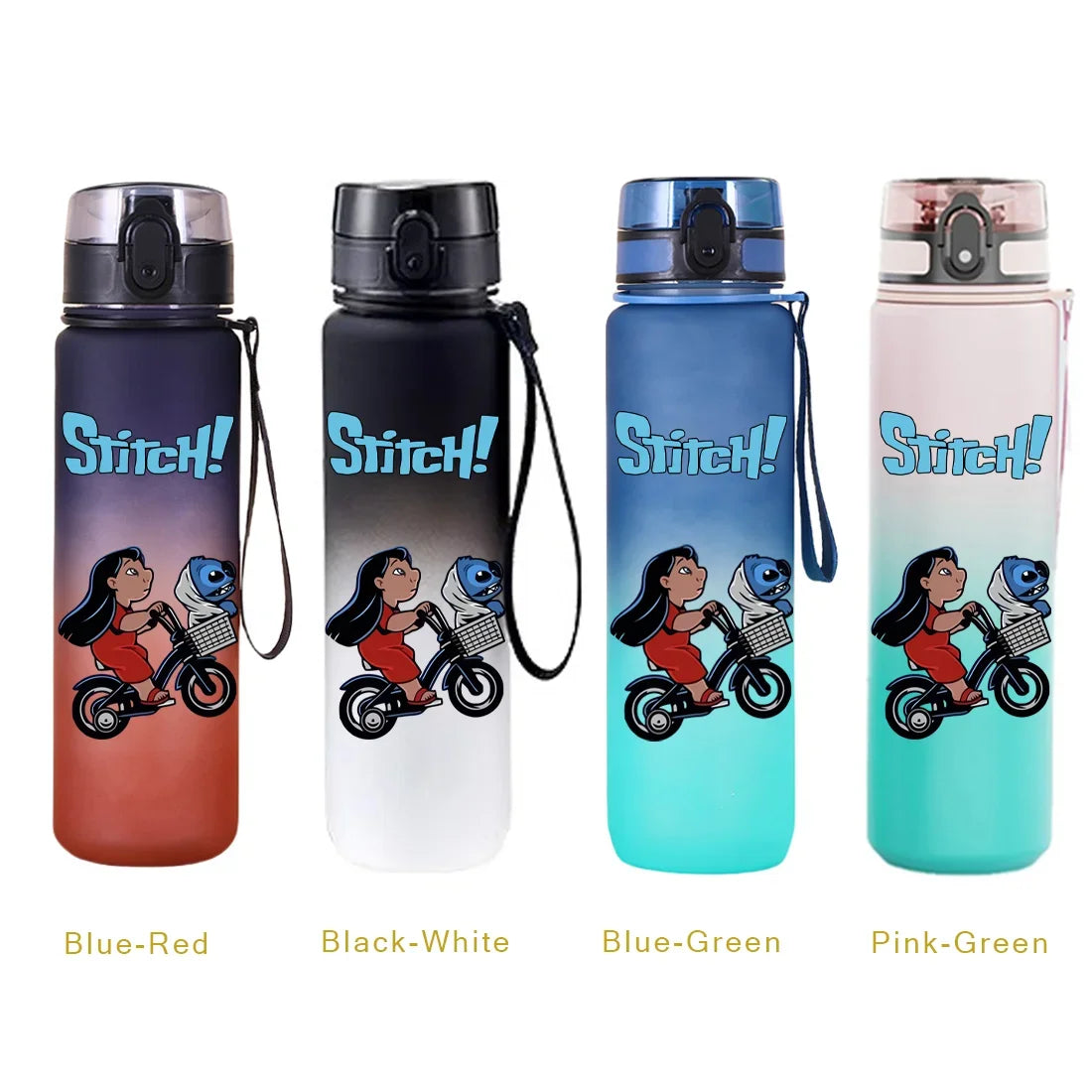 650ML Stitch Sports Flip Cover Water Bottle Leak Proof Colorful Plastic Cup