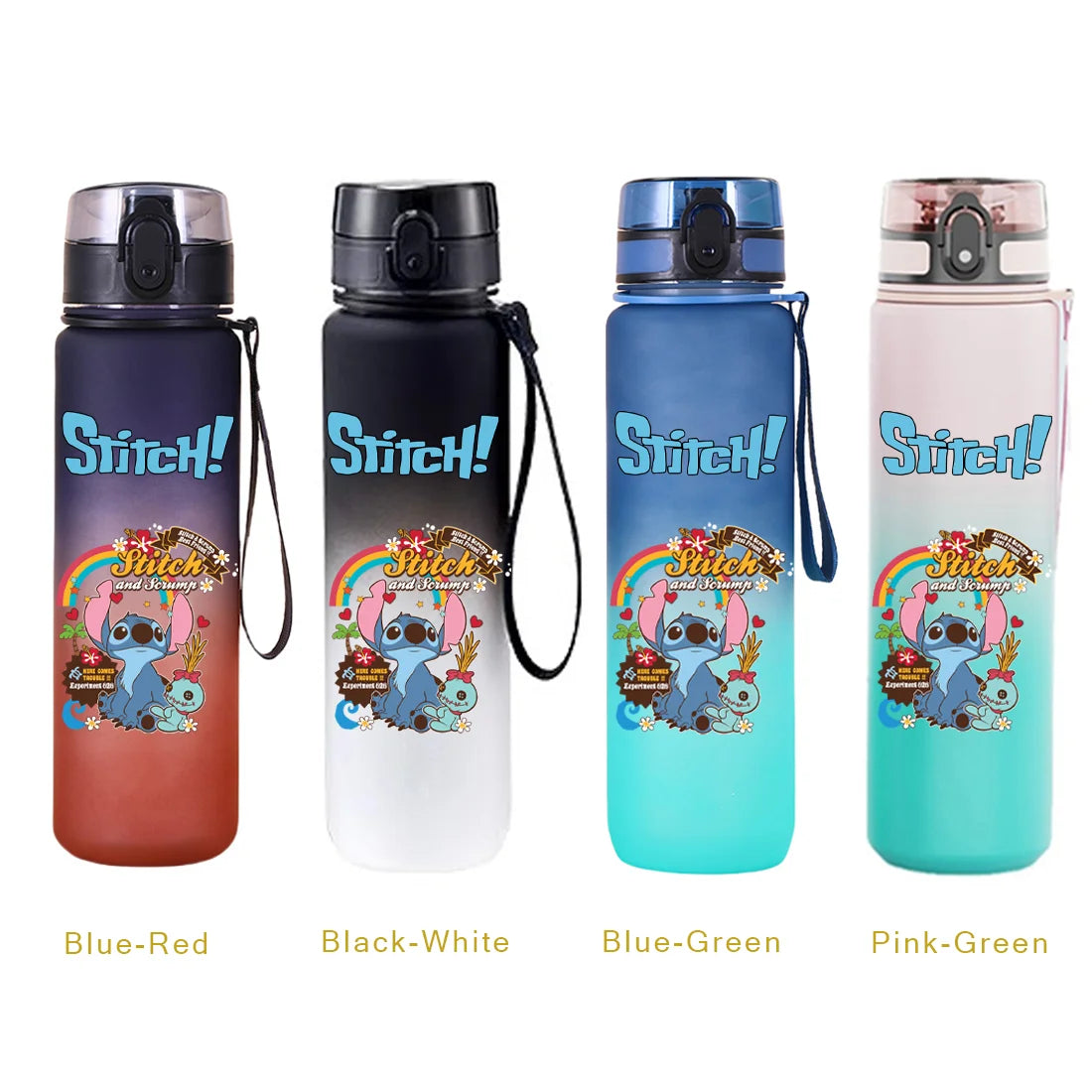 650ML Stitch Sports Flip Cover Water Bottle Leak Proof Colorful Plastic Cup