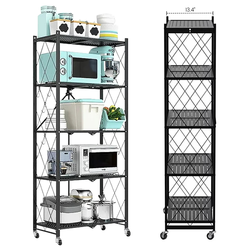 Storage Shelving 5-Tier With Wheel Unit Metal Shelf