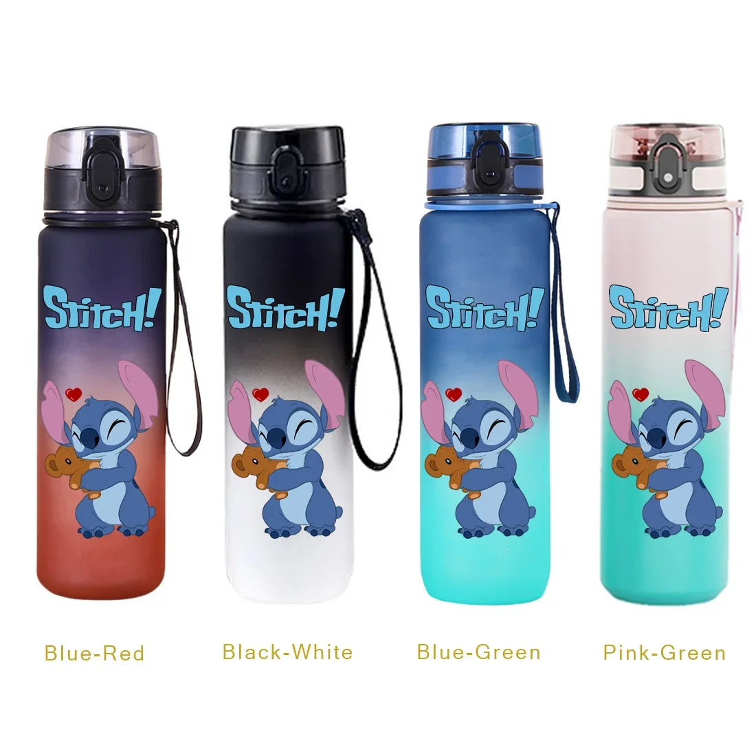 650ML Stitch Sports Flip Cover Water Bottle Leak Proof Colorful Plastic Cup