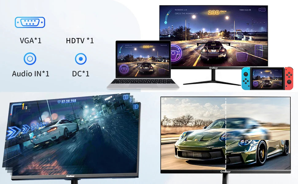 27-inch Computer Monitor IPS Panel PC Monitors FHD 1080p 75Hz LED Display Home Office Desktop Screen, HDMI, VGA, Flicker