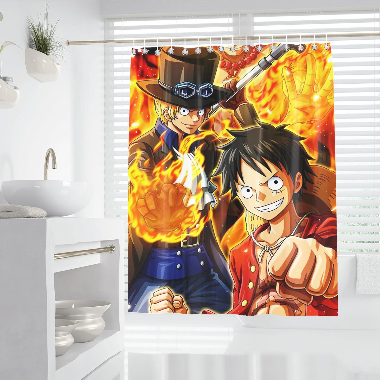 One Piece Anime Shower Curtain, Bathroom Accessories