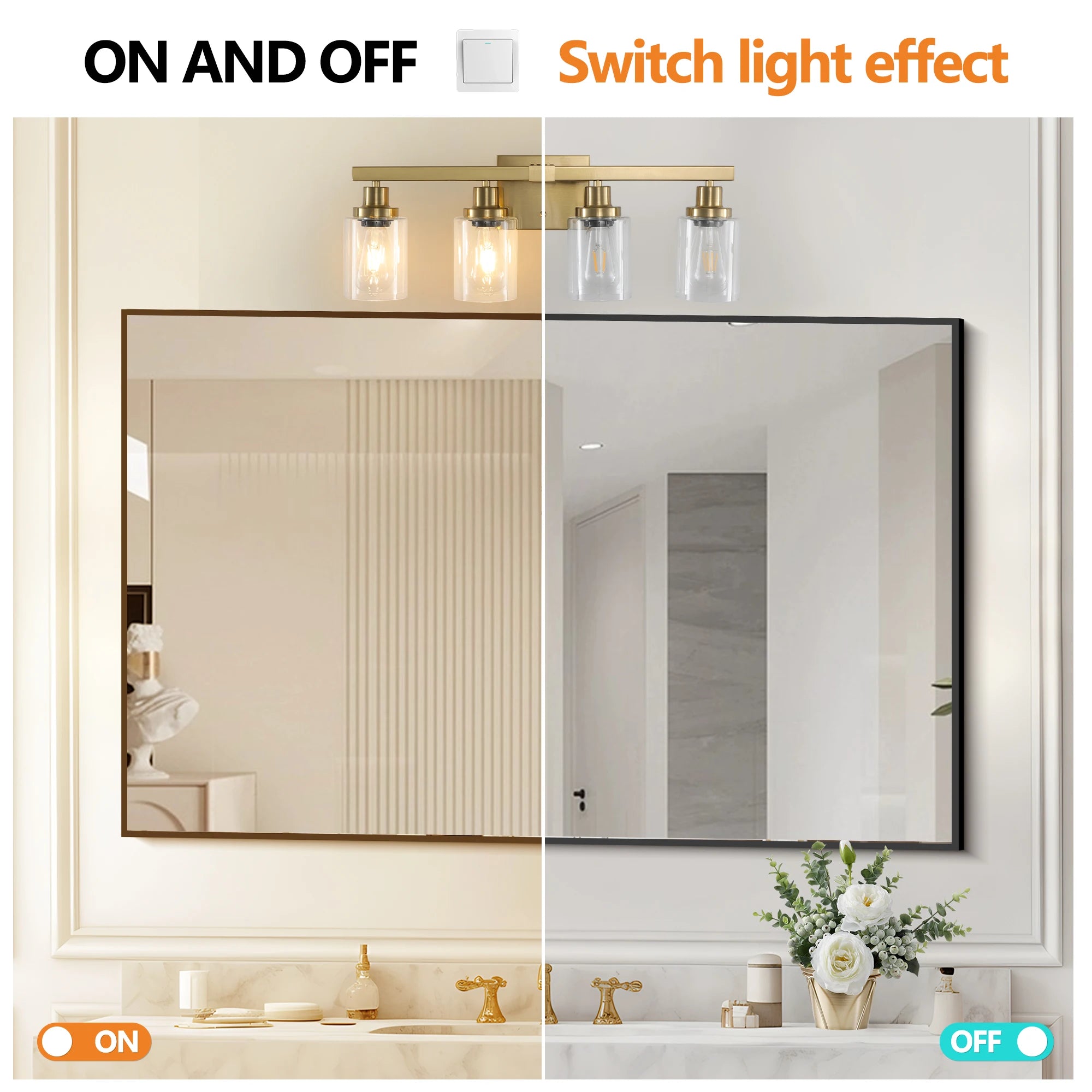 Golden 4-Light Vanity Light with Clear Glass Shades