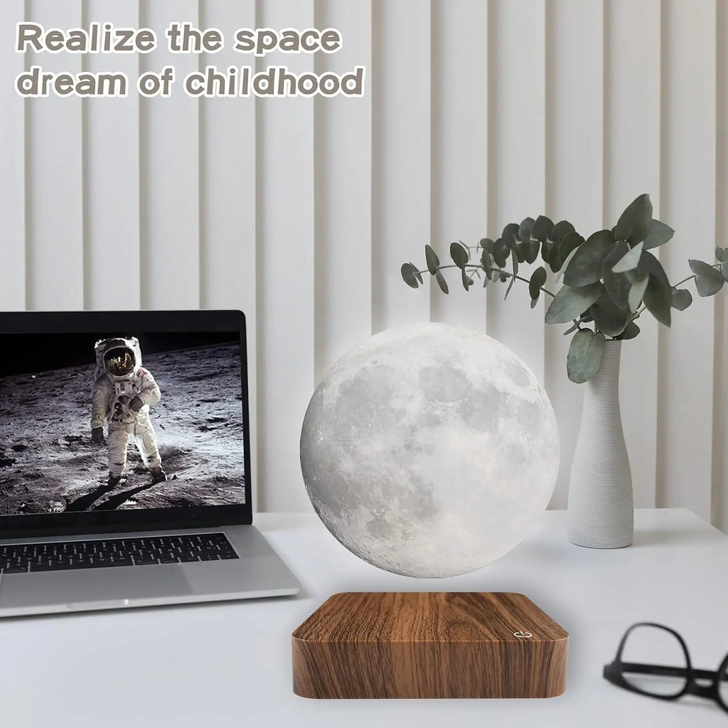 Magnetic Floating Rotating Moon Lamp with Wooden Base