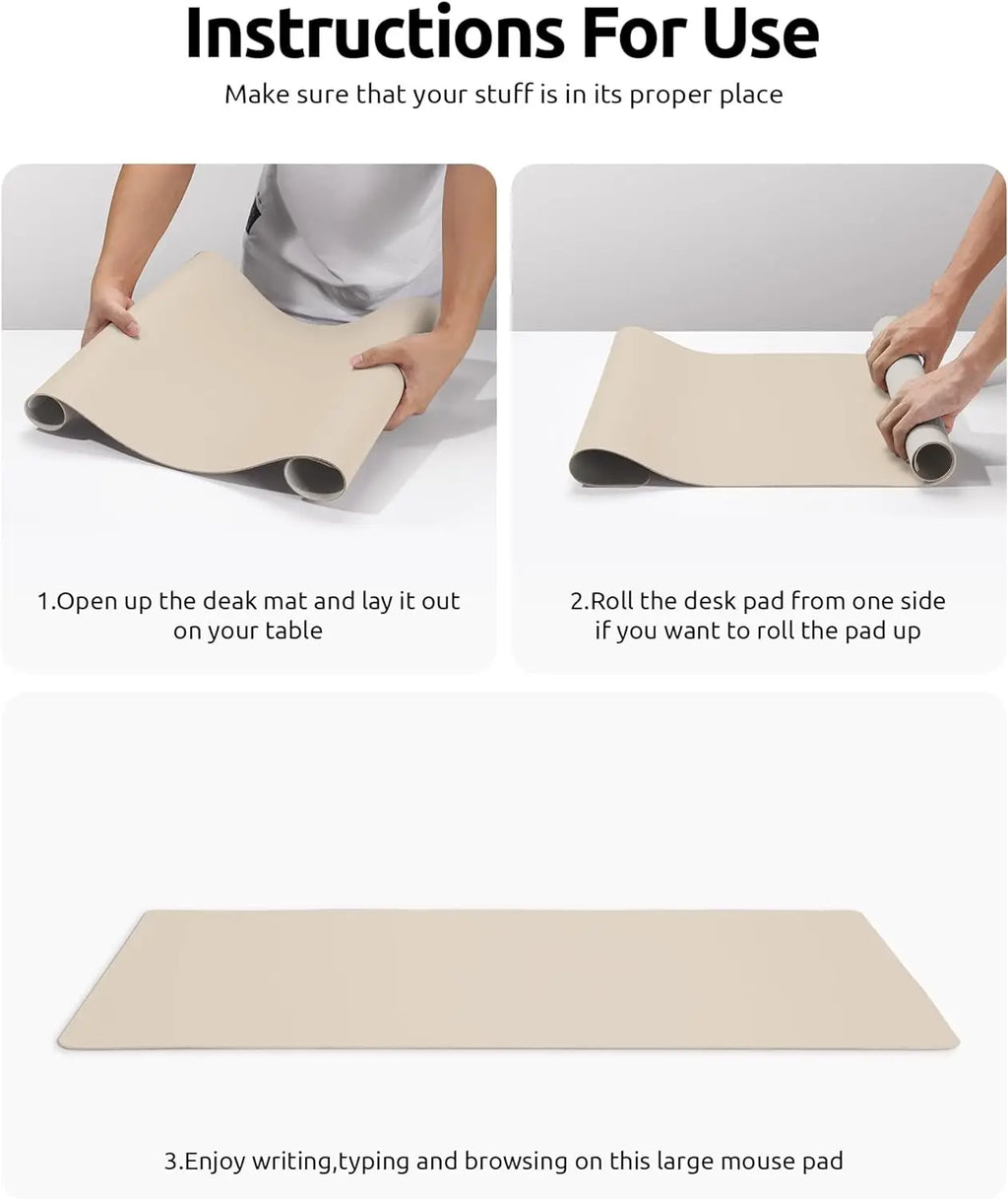 Large Mouse Pad,Office Desk Mat, Leather Desk Pad Protector, Non-Slip