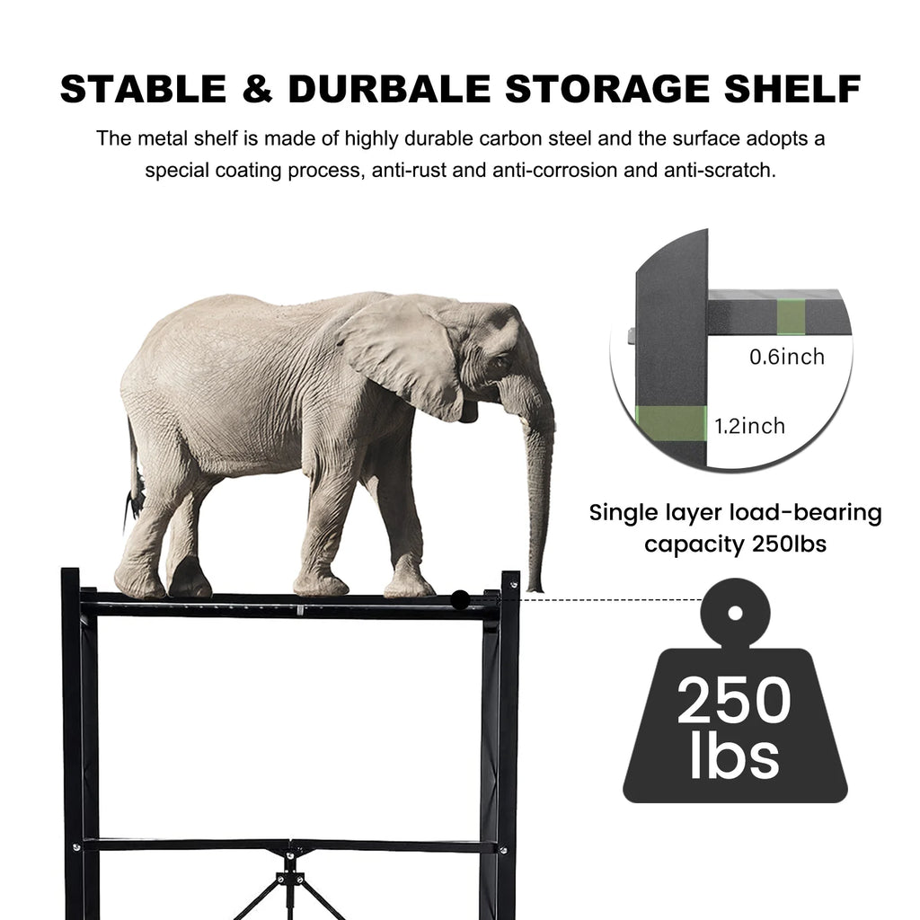 Storage Shelving 5-Tier With Wheel Unit Metal Shelf