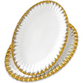 Ceramic Oval Serving Platters 12 Inch Porcelain White Dinner Plates with Gold Trim