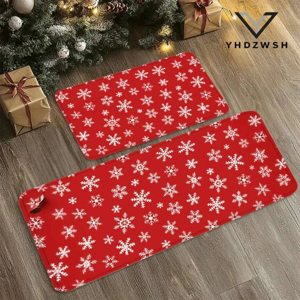 Christmas Rug Snowflake Area Red Rug Washable Non Slip